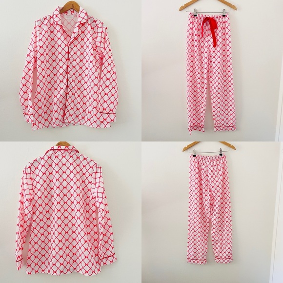 Cecil & Lou Red Bow Long Sleeve Pajama Set - Picture 1 of 8